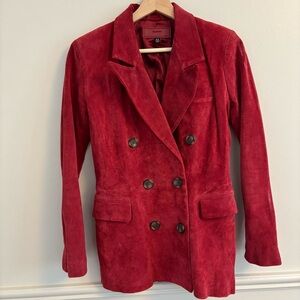 Blank NYC Red Suede Double-Breasted Blazer